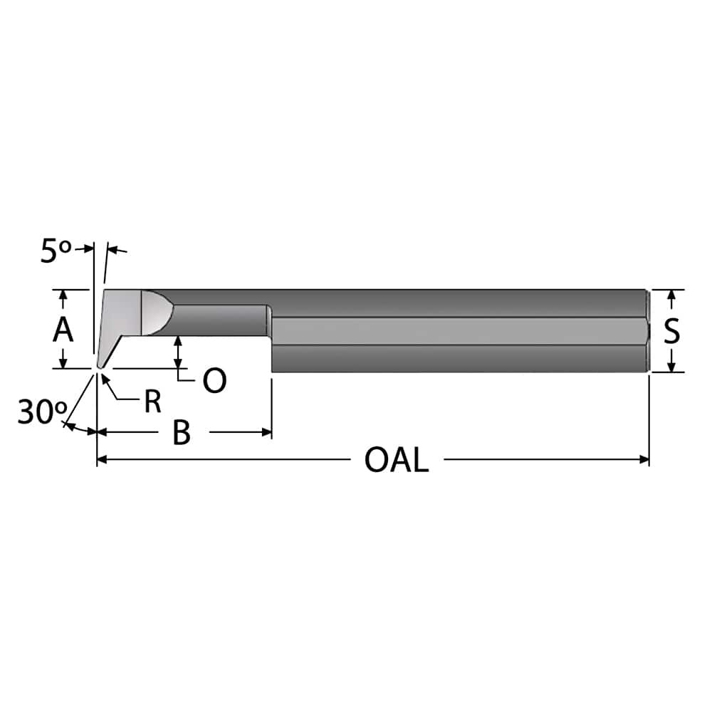 Scientific Cutting Tools PB120750 Profile Boring Bar: 0.12" Min Bore, 3/4" Max Depth, Right Hand Cut, Submicron Solid Carbide