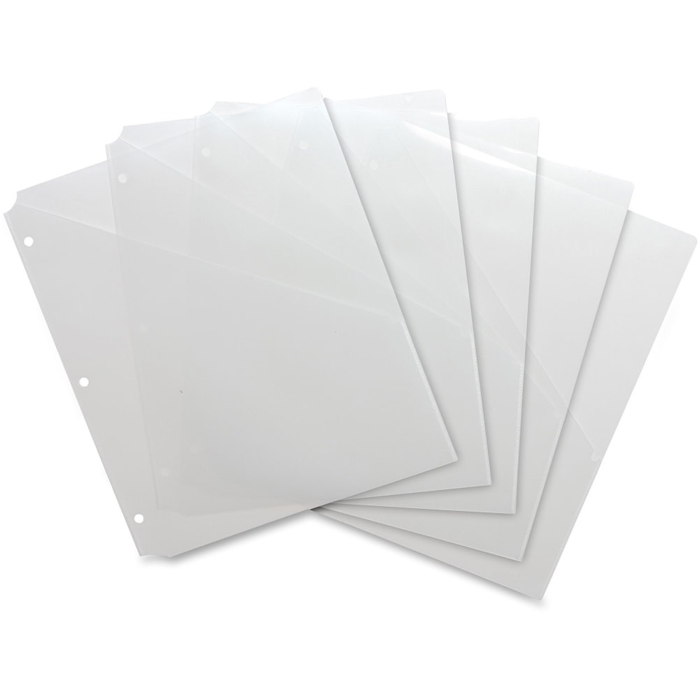 SP RICHARDS Business Source 32375  Poly Binder Pockets - 40 x Sheet Capacity - For Letter 8 1/2in x 11in Sheet - 3 x Holes - Rectangular - Clear - Polypropylene - 5 / Pack