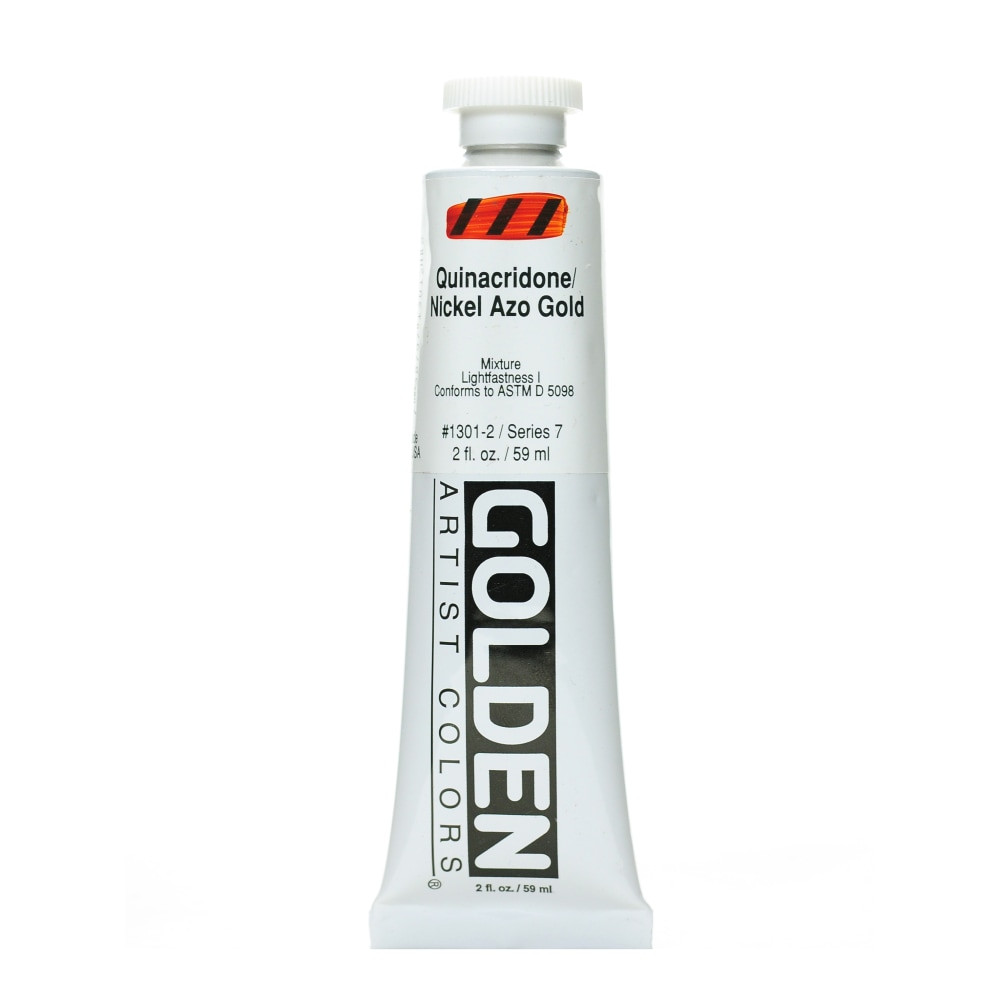 GOLDEN ARTIST COLORS, INC. 1301-2 Golden Heavy Body Acrylic Paint, 2 Oz, Quinacridone Nickel Azo Gold