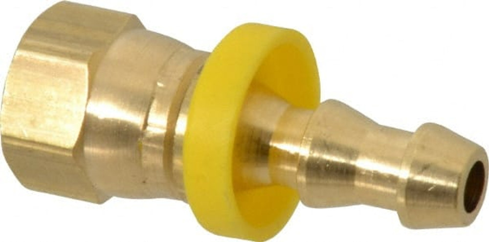 CerroBrass P-309-44 Barbed Push-On Hose Female Connector: 7/16" UNF, Brass, 1/4" Barb