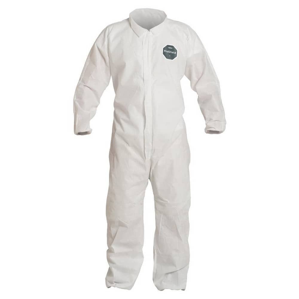 Dupont PB125SWHMD00250 Disposable Coveralls: Size Medium, Film Laminate, Zipper Closure