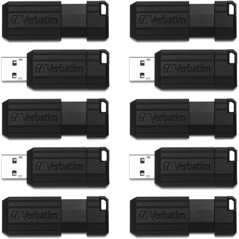 VERBATIM AMERICAS LLC 70062 Verbatim PinStripe USB Flash Drive, 32GB, Black, Pack Of 10