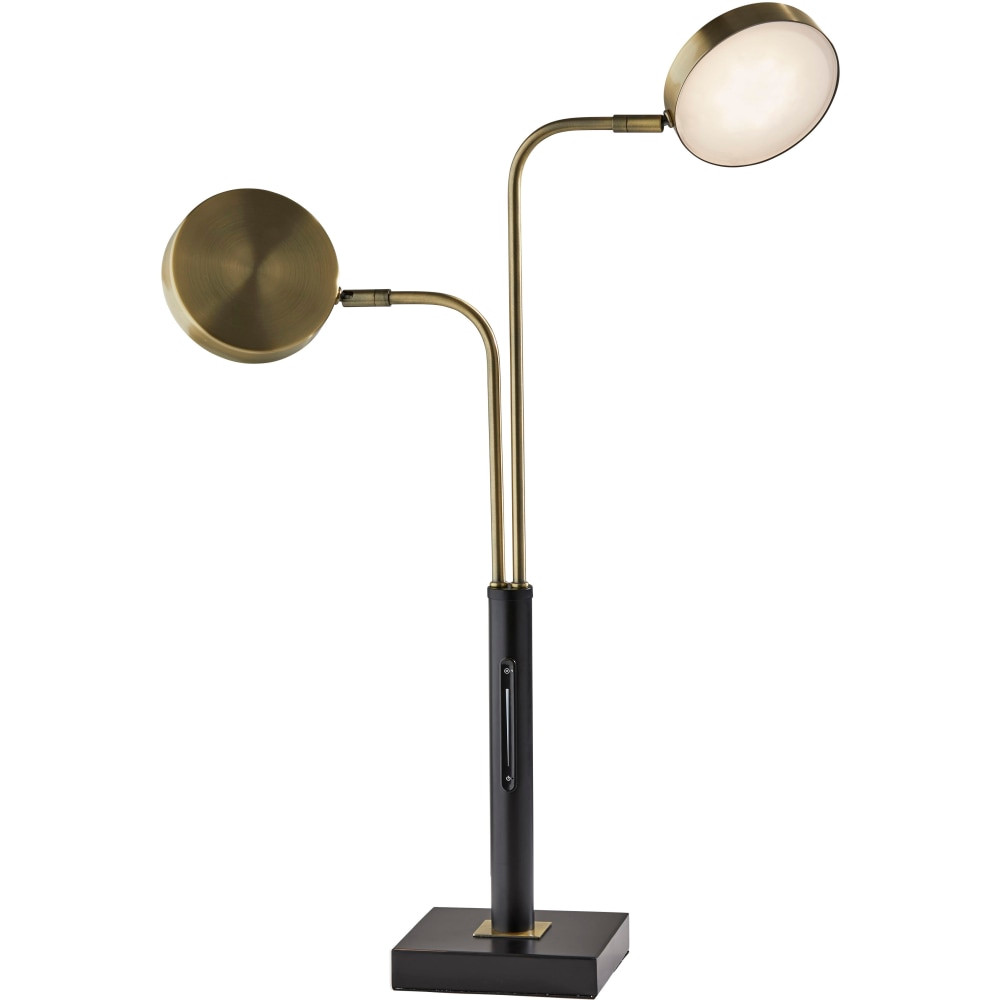 ADESSO INC 4126-01 Adesso Rowan LED 2-Arm Desk Lamp, 25-1/4inH, Antique Brass Shade/Black Base