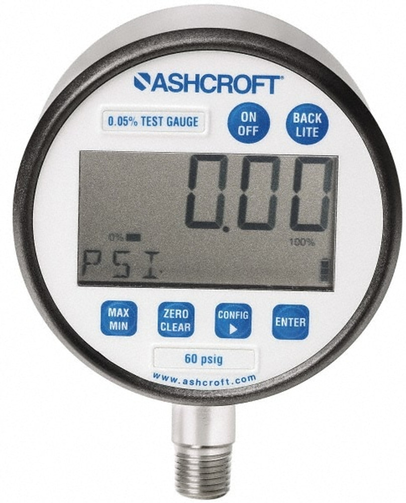 Ashcroft 302089SD02L300 Pressure Gauge: 3" Dial, 1/4" Thread, Lower Mount