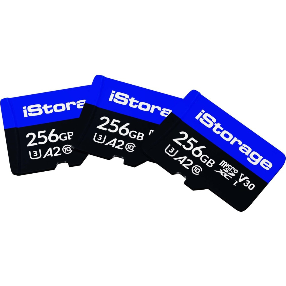 ISTORAGE LIMITED iStorage IS-MSD-3-256 3 PACK iStorage microSD Card 256GB | Encrypt data stored on iStorage microSD Cards using datAshur SD USB flash drive | Compatible with datAshur SD drives only - 100 MB/s Read - 95 MB/s Write