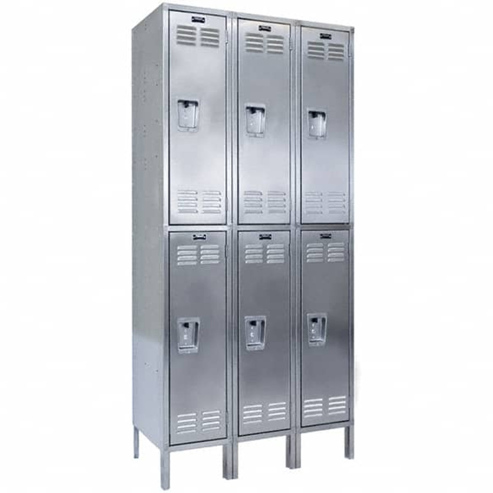 Hallowell USS3888-2A 3-Wide Locker: 18" Wide, 78" High, Padlock