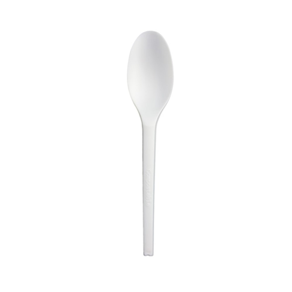 Commercially compostable cutlery provides all the benefits and convenience of disposable cutlery but with the added benefit of sustainability.  Sustainably made from CPLA, a plant-based alternative to petroleum-based plastics.  Heat resistant up to 185 degrees Fahrenheit.  Reinforced, heavyweight design reduces breaks.  Boasts an elegant pearlescent surface.  Eco-conscious choice - has one or more meaningful eco-attributes or eco-labels.  Conforms to ASTM D6400 standards. For detailed information see www.astm.org.  BPI Certified Compostable - certified by the Biodegradable Products Institute (BPI) to be compostable in commercial compost facilities (where facilities exist).  Product Content Contains Compostable Material - made from materials that can quickly break down in commercial composting facilities (where facilities exist), to help reduce waste while creating usable organic matter.  Plant-based content - made using tree-free agricultural products or by-products, helping you support innovative use of plants while reducing use of forests or other resources.