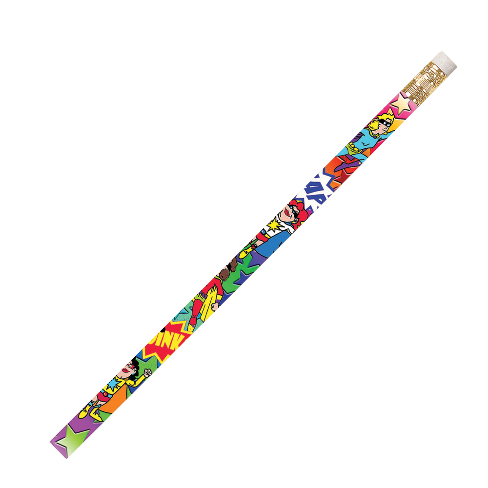 Musgrave Pencil Co. Inc. MUS2539D-12 Musgrave Pencil Co. Motivational Pencils, 2.11 mm, #2 Lead, Super-Duper Heroes, Multicolor, Pack Of 144