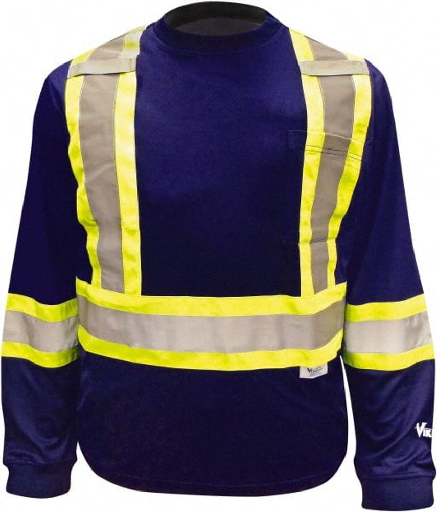 Viking 6015N-XXXXL Work Shirt: High-Visibility, 4X-Large, Cotton & Polyester, Navy Blue, 1 Pocket