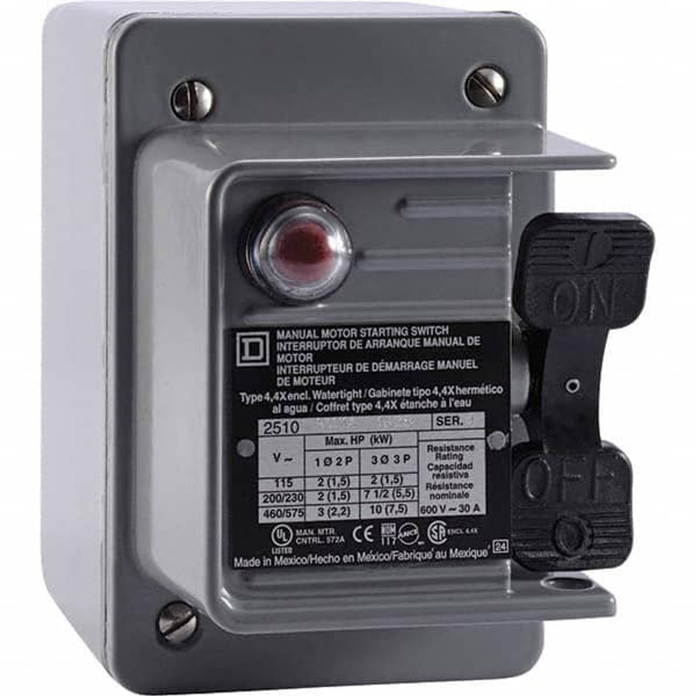 Square D 2510KW1AH 2 Poles, 30 Amp, NEMA, Enclosed Toggle Manual Motor Starter