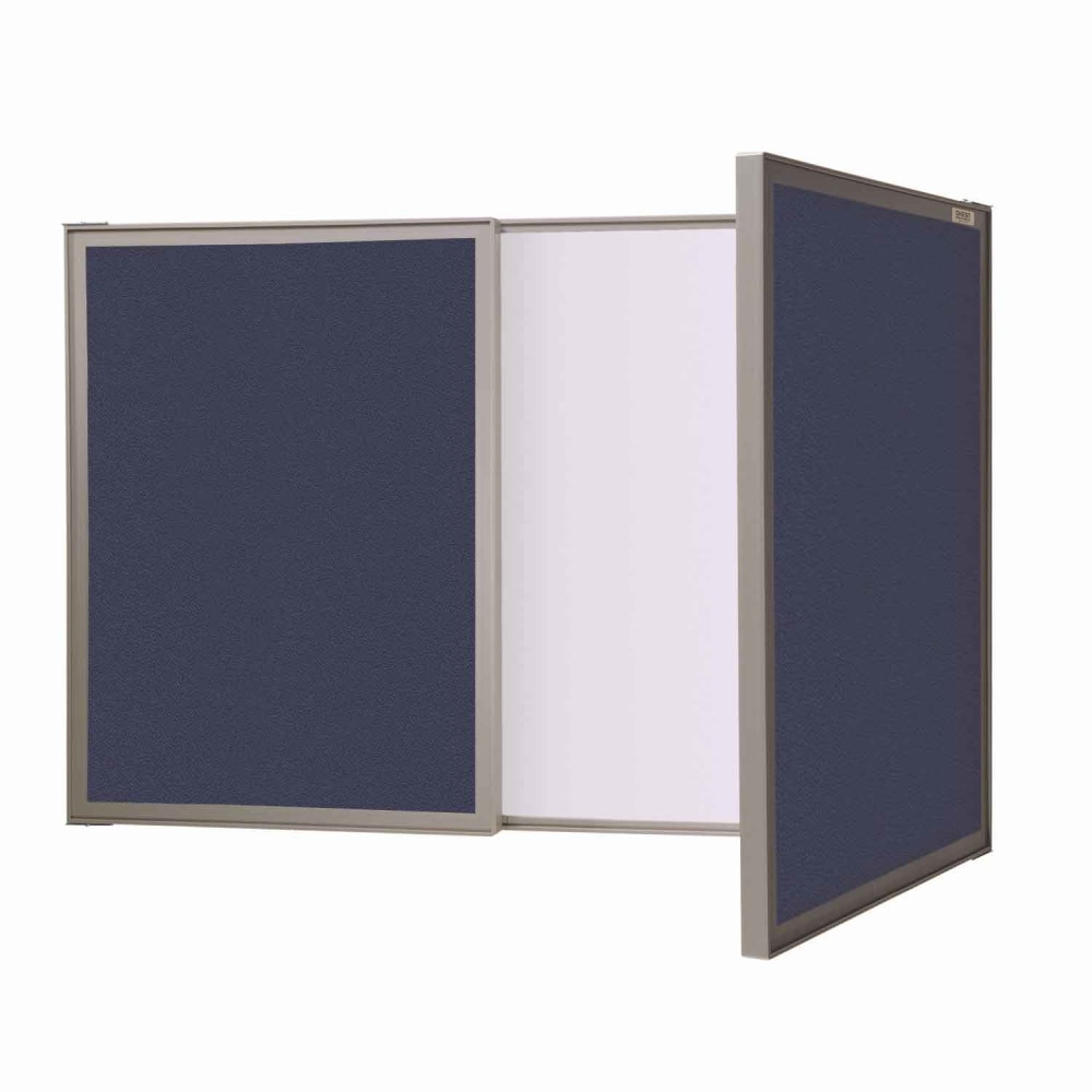 GHENT MANUFACTURING INC. 41301 Ghent VisuALL PC Fabric Non-Magnetic Bulletin Board, 24in x 36in, Blue, Satin Aluminum Frame