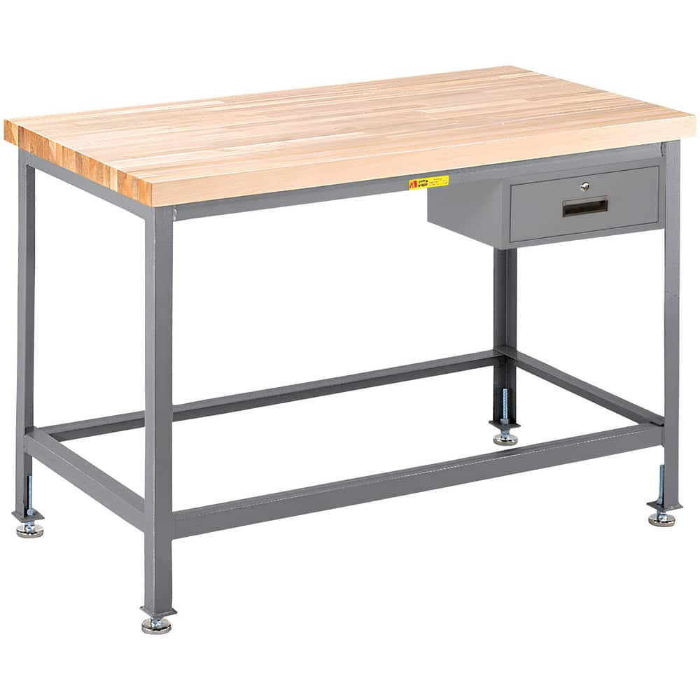 Little Giant. WT-2424-LLDR Stationary Work Benches, Tables; Bench Style: Work Table ; Edge Type: Square ; Leg Style: Fixed with Adjustable Height Glides ; Depth (Inch): 24 ; Color: Gray ; Maximum Height (Inch): 35