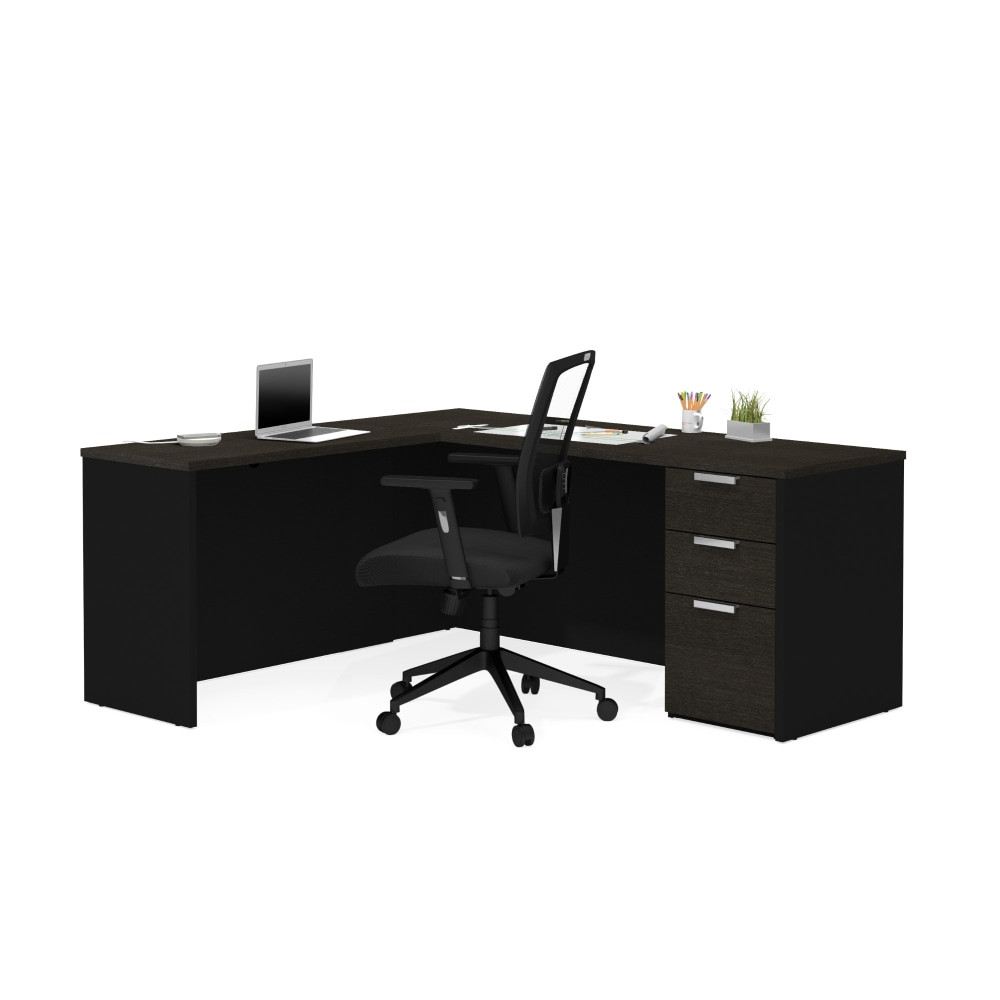 BESTAR INC. 110885-32 Bestar Pro-Concept Plus 72inW L-Shaped Corner Desk With Pedestal, Deep Gray/Black