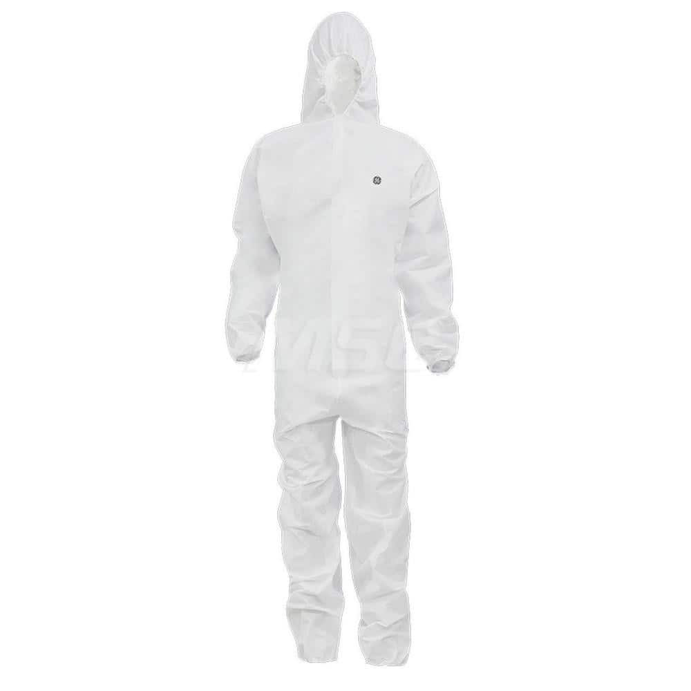 General Electric GW9042XL Disposable Coveralls: Airborne Particulates Chemicals & Liquids, Size 2X-Large, Microporous Film, Zipper Closure