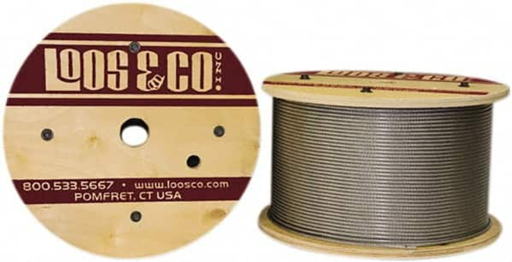 Loos & Co. SC033VA06-0500S 3/16" x 3/32" Diam, Stainless Steel Wire Rope