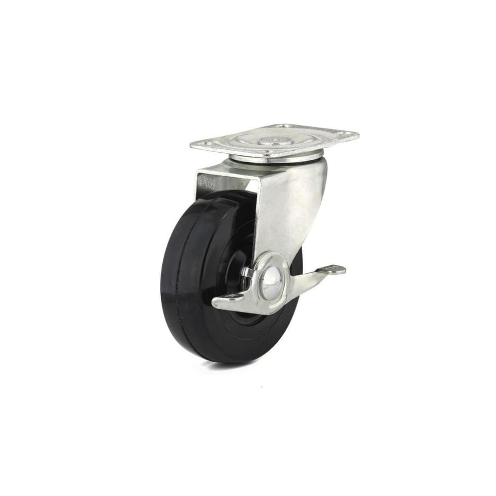 Madico F25415 Swivel Top Plate Caster: Rubber, 4" Wheel Dia, 1-1/4" Wheel Width, 247 lb Capacity, 5" OAH