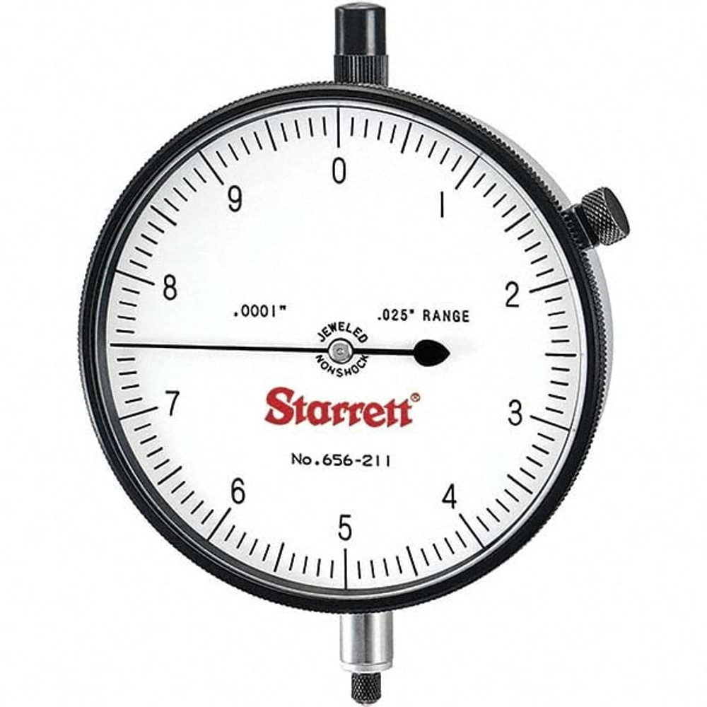 Starrett 53753 Dial Drop Indicator: 0 to 0.025" Range, 0-10 Dial Reading, 0.0001" Graduation, 3-5/8" Dial Dia