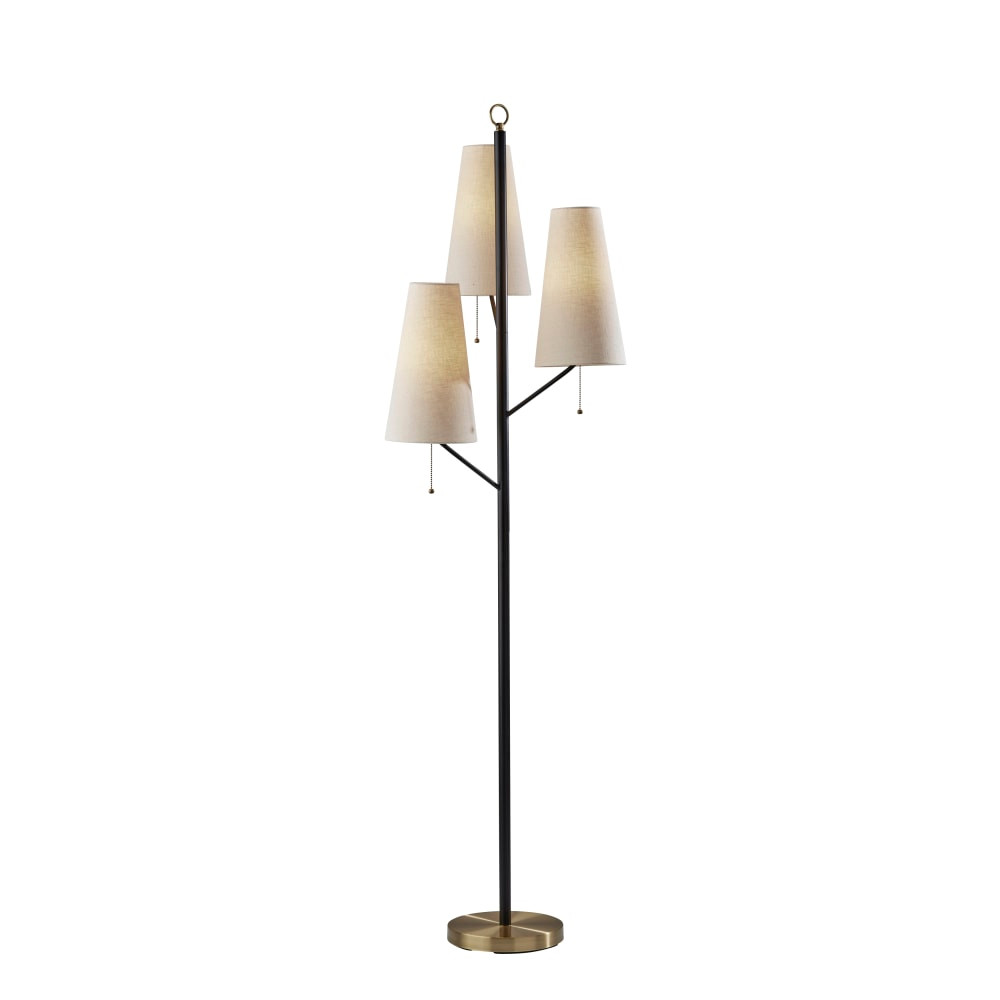 ADESSO INC 4176-01 Adesso Daniel 3-Light Floor Lamp, 71inH, Antique Brass/Cream