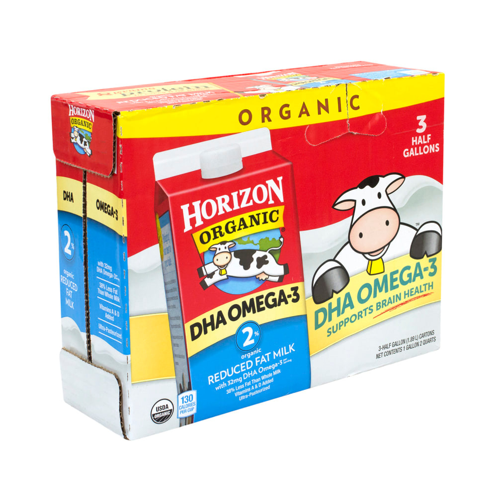 WWF OPERATING COMPANY 00263 Horizon Organic 2% Milk With DHA Omega-3, 64 Oz, Pack Of 3