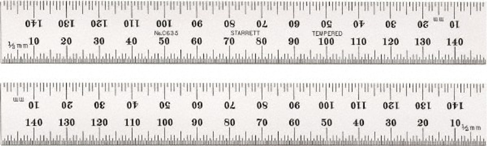 Starrett 52630 Steel Rule: 150 mm OAL, Metric Graduation, Rigid, 19 mm OAW