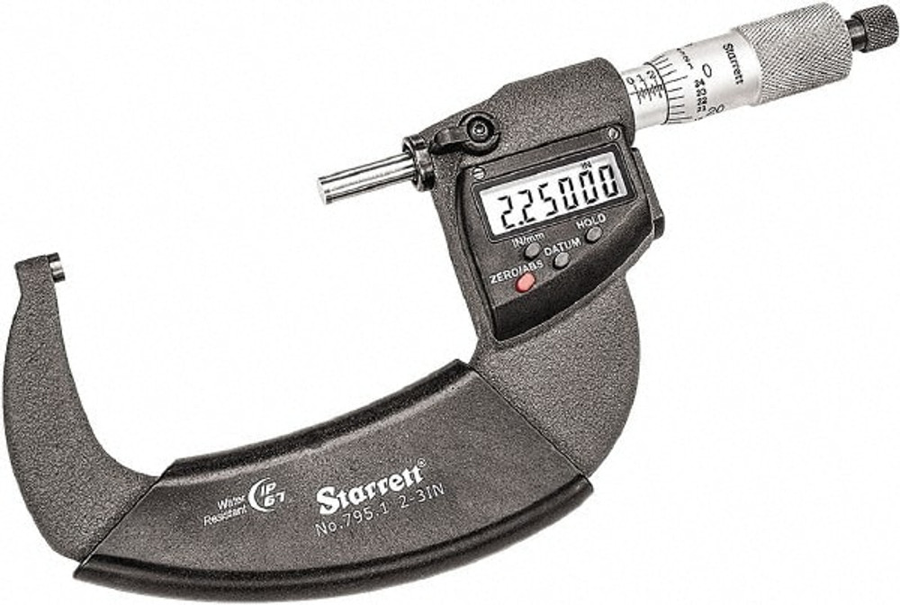 Starrett 795.1XRL-3 Mechanical Outside Micrometer: 3" Range, 0.001" Graduation