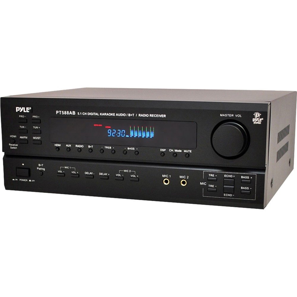 SOUND AROUND INC. PyleHome PT588AB  PT588AB 3D A/V Receiver - 5.1 Channel - Black - Internet Streaming - 350 W - AM, FM - HDMI - 4 x HDMI In - 1 x HDMI Out