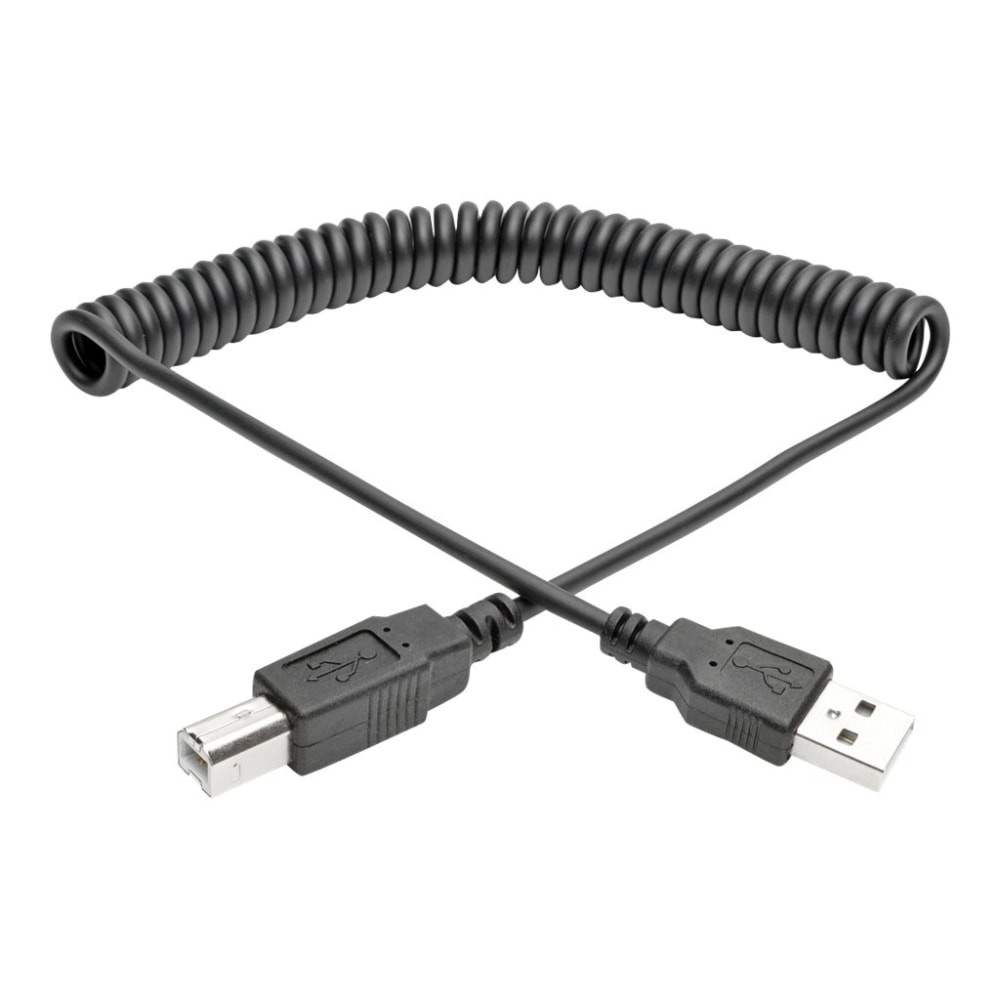 TRIPP LITE U022-010-COIL Eaton Tripp Lite Series USB 2.0 A to B Coiled Cable (M/M), 10 ft. (3.05 m) - USB cable - USB (M) to USB Type B (M) - USB 2.0 - 10 ft - coiled, molded - black