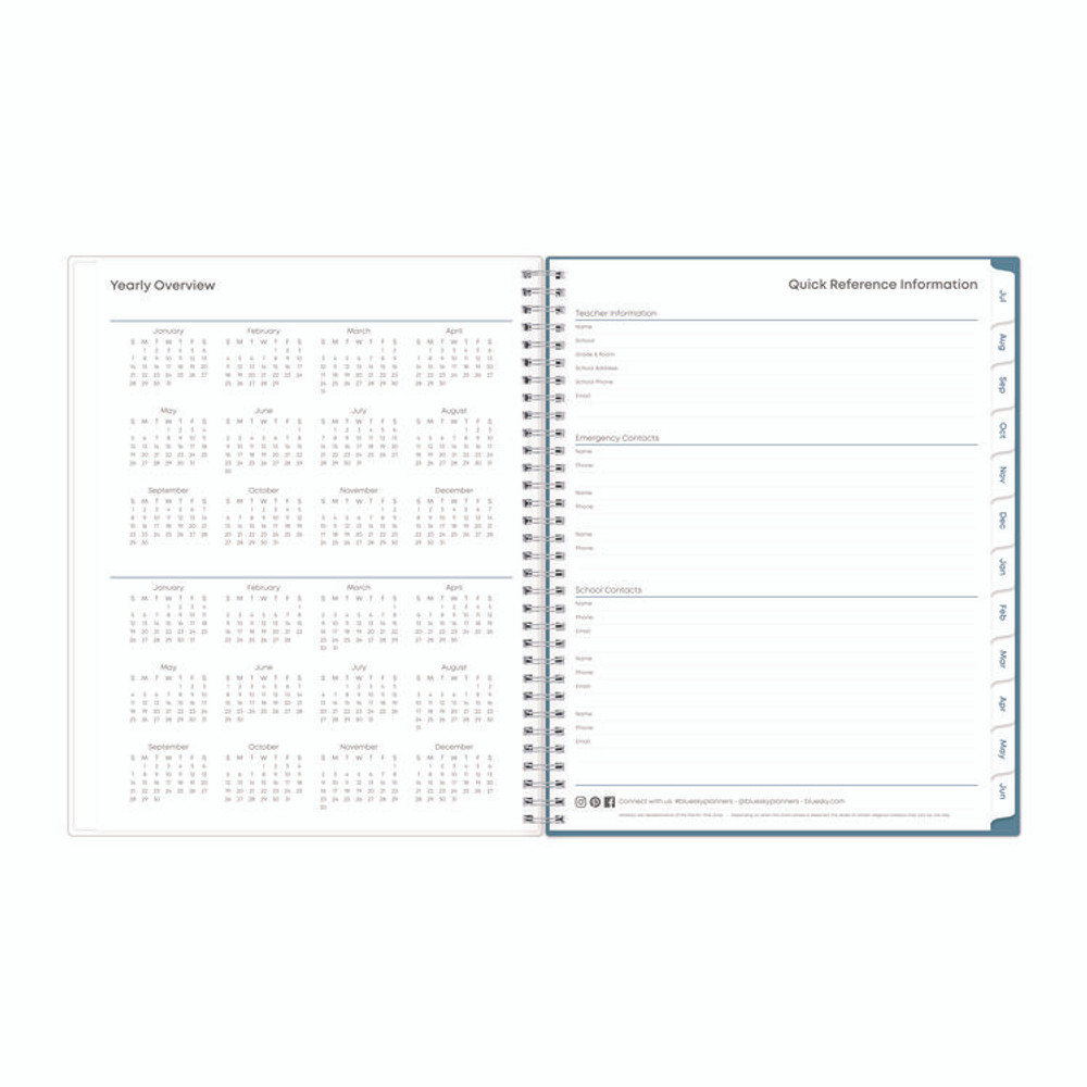 BLUE SKY 100330 Teacher Dots CYO Cover Weekly/Monthly Lesson Planner, 9 Classes, Multicolor Cover, 11 x 8.5, 12-Month (July-June), 2025-2026