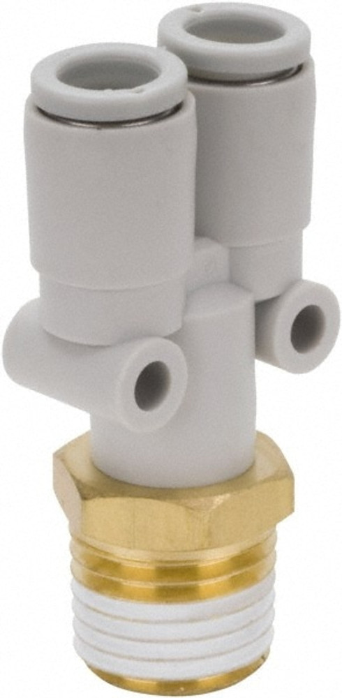 SMC PNEUMATICS KQ2U12-04AS Push-to-Connect Tube Fitting: Y-Connector, 1/2" Thread