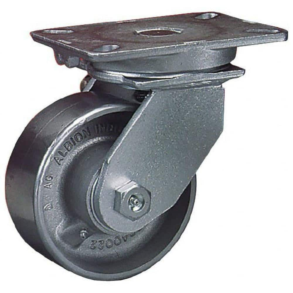 Albion 90PY12501S Swivel Top Plate Caster: Polyurethane, 12" Wheel Dia, 3" Wheel Width, 3,420 lb Capacity, 15-1/2" OAH