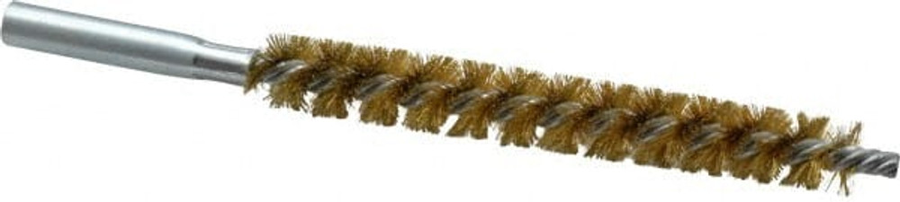 Schaefer Brush 43610 Double Stem/Single Spiral Tube Brush: 1/2" Dia, 6-1/4" OAL, Brass Bristles