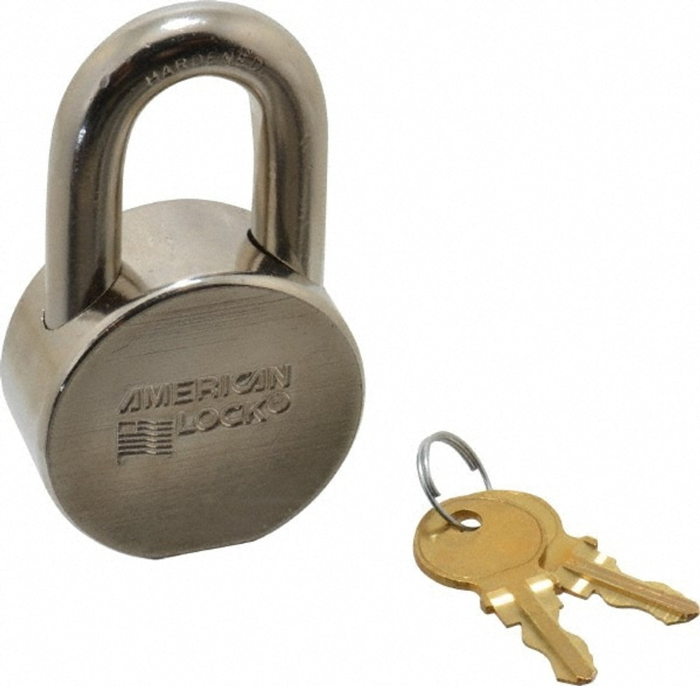 American Lock AH10KA-E334 Padlock: Steel, Keyed Alike, 2" Wide, Satin Chrome & Triple-Plated