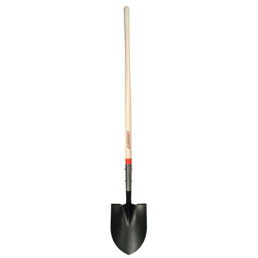 No Brand 760-45520 Round Point Shovel, 12 in L x 8.75 in W Blade, #2, 48 in L North American Hardwood Straight Handle