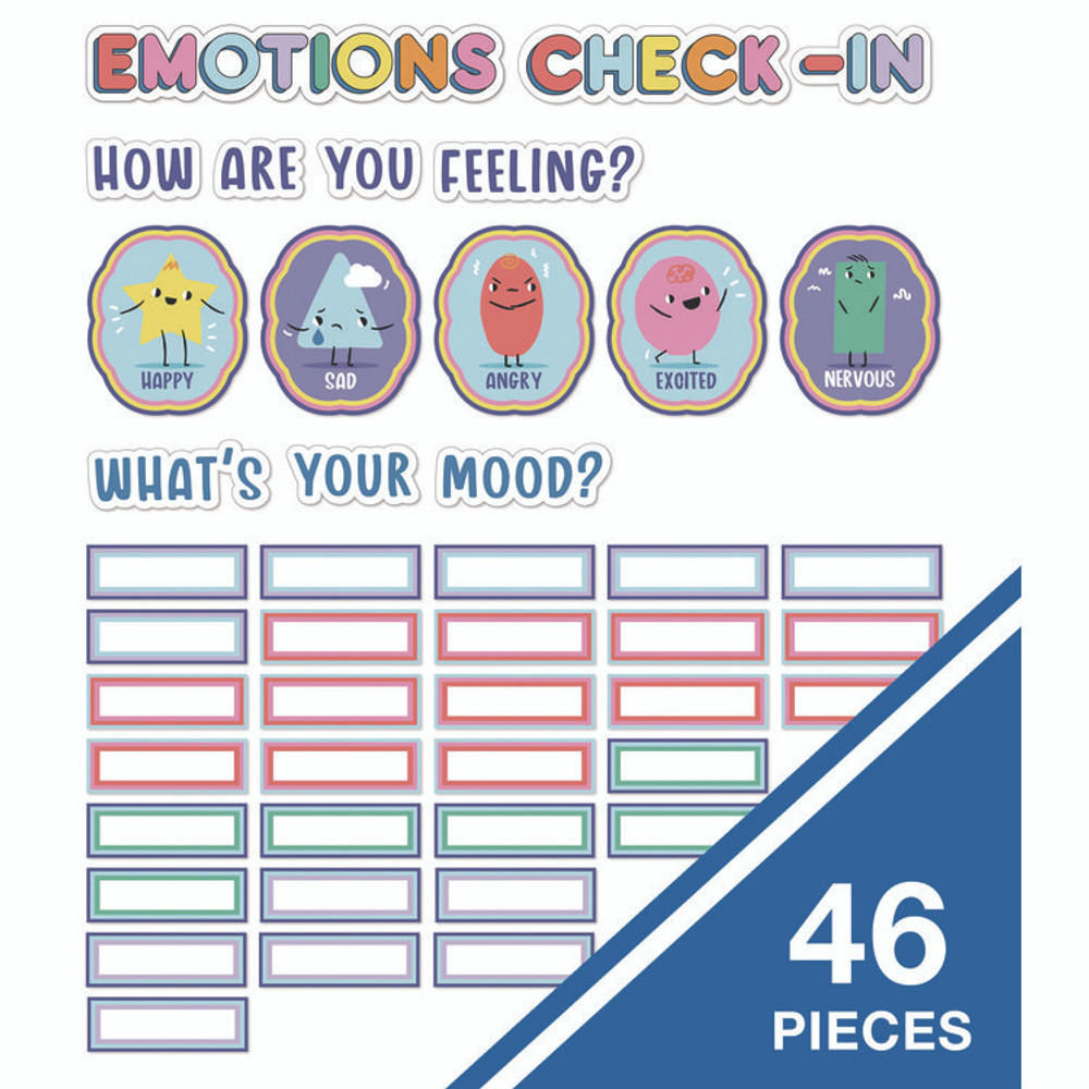 CARSON-DELLOSA EDUCATION 110532 Curriculum Bulletin Board Sets, 46-Piece Set , We Stick Together: Emotions Check-In, 7.9" x 15", Multicolor