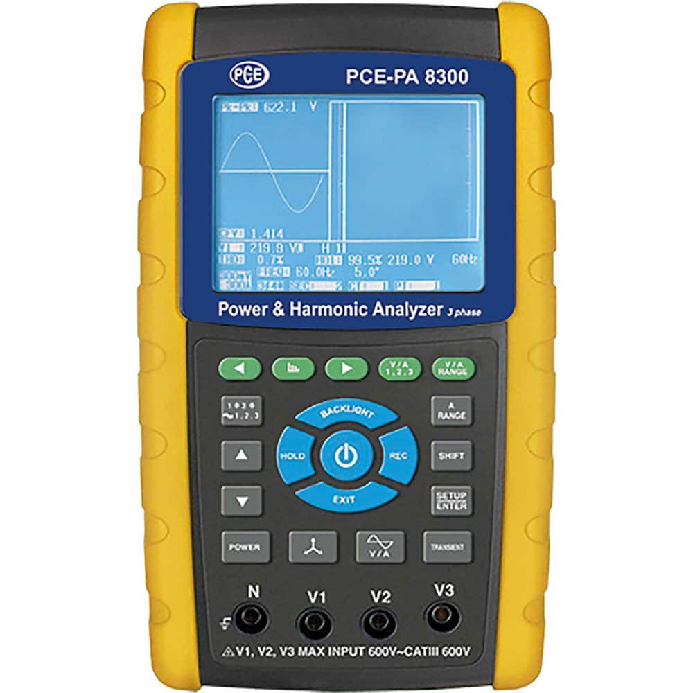 PCE Instruments PCE-PA 8300-1 Power Meters; Meter Type: Power Quality Analyzer ; Application: Power Meter ; Maximum Current Capability (A): 1200.00 ; Maximum Solar Power Measurement: 9999 kW ; Power Factor: 1 ; Peak Capture: Yes