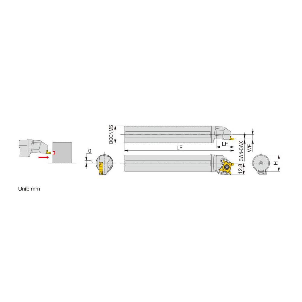 Tungaloy 6795084 Indexable Grooving Toolholder: JS22X-STCFL18