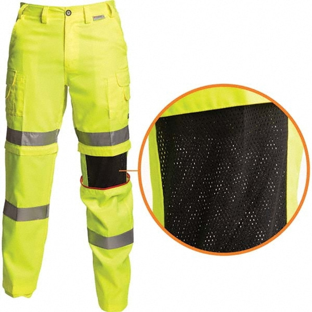 Stanco Safety Products CW2LYRE-32X34 Work Pants: High-Visibility, Cotton & Polyester, Lime & Yellow, 32" Waist, 34" Inseam Length