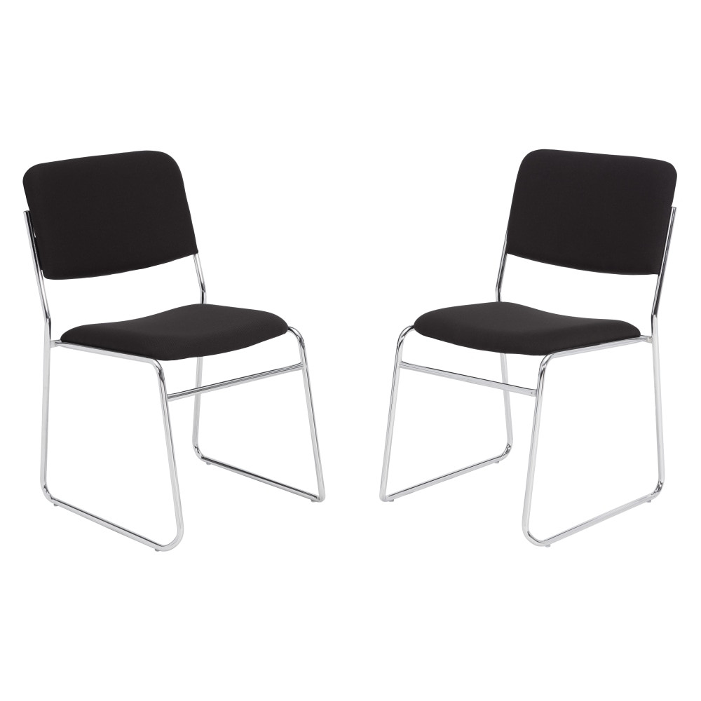 NATIONAL PUBLIC SEATING CORP 8660/2 National Public Seating 8600 Padded Signature Stack Chairs, Black/Chrome, Set Of 2 Chairs