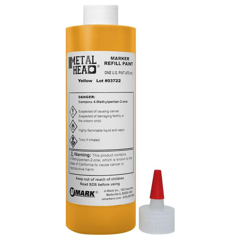 U-Mark 10606R Markers & Paintsticks; Marker Type: Refill; Tip Shape: Point; Color: Yellow; Ink Type: Oil Base; For Use On: Concrete; Metal; Steel; Lumber; Stroke Width (Fractional Inch): 5/32; Minimum Temperature (C - 2 Decimals): -46.00; Minimum Tem