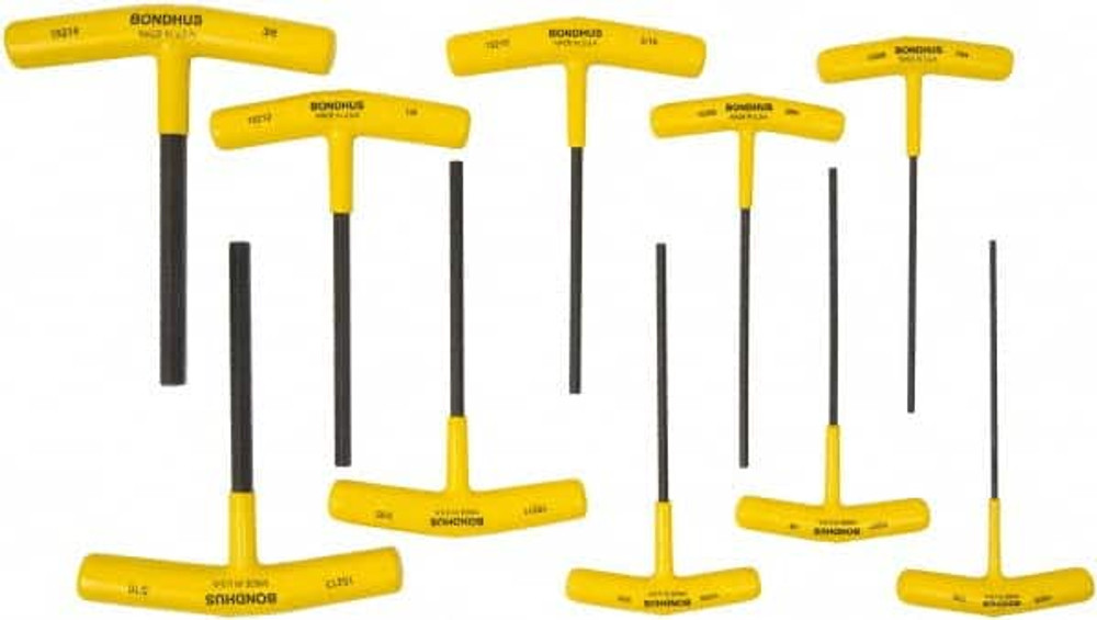 Bondhus 15238 10 Piece T-Handle Cushion Grip Hex Key Set