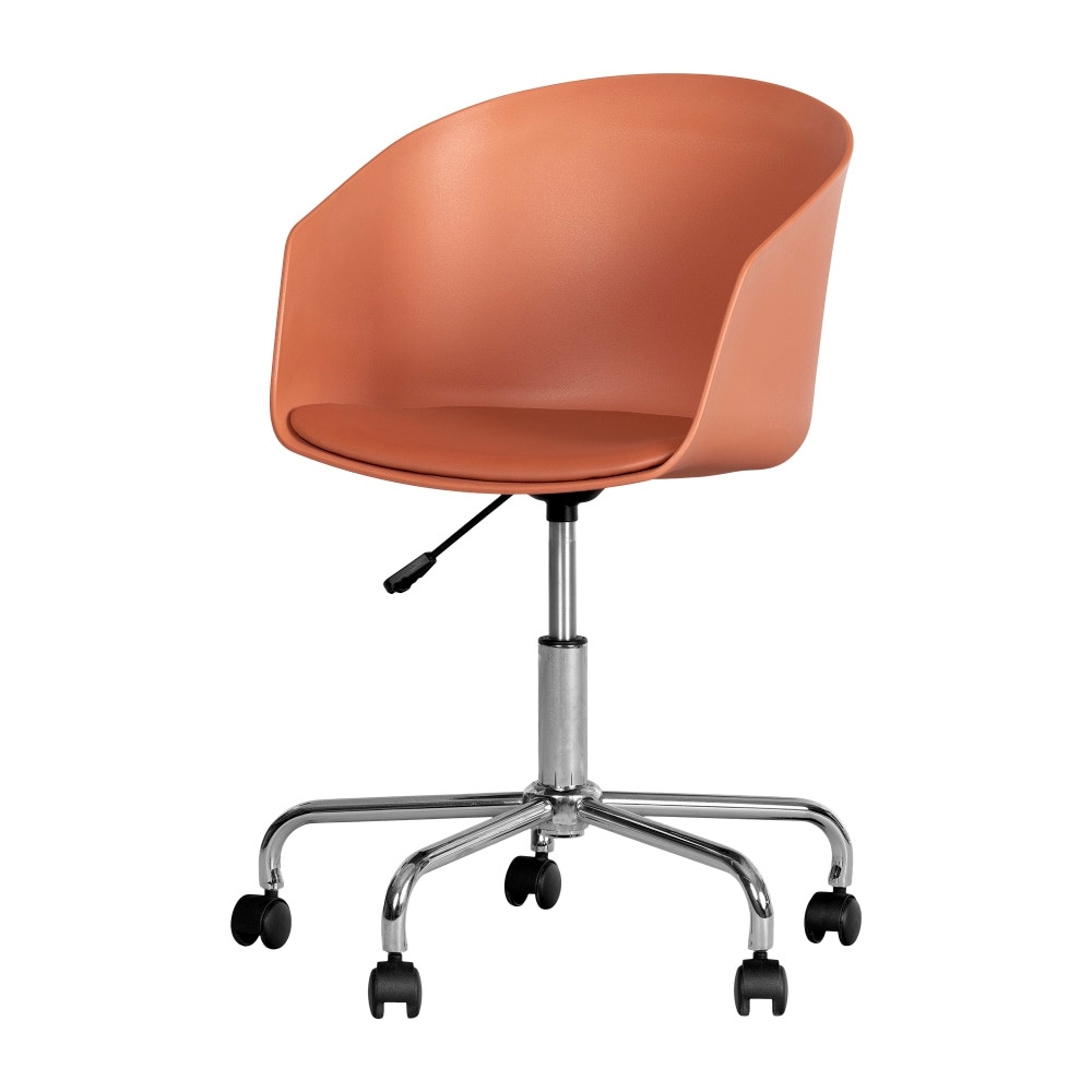 SOUTH SHORE IND LTD 13766 South Shore Flam Plastic Mid-Back Swivel Chair, Burnt Orange/Chrome