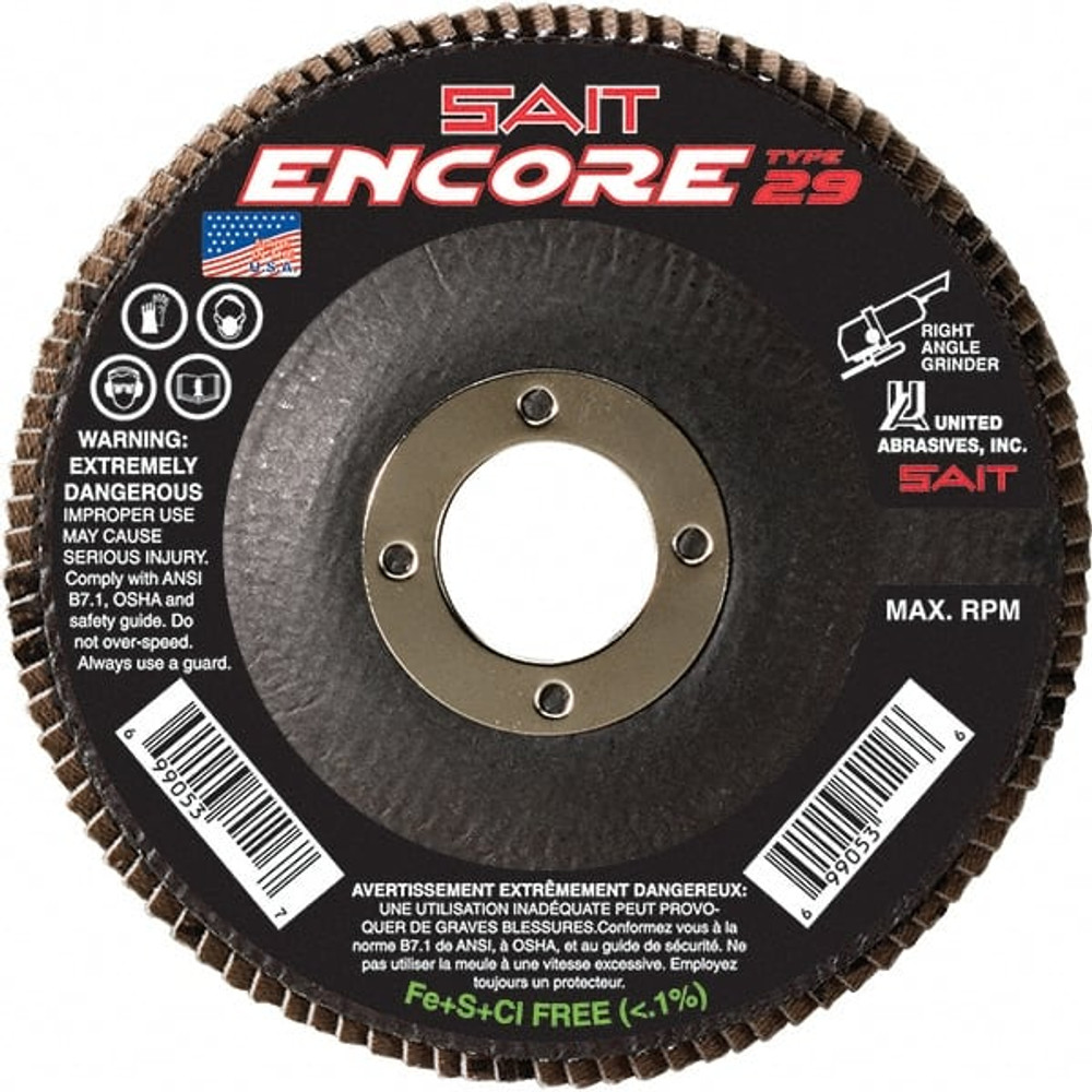 Sait 79128 Flap Disc: 7/8" Hole, 60 Grit, Zirconia Alumina, Type 27