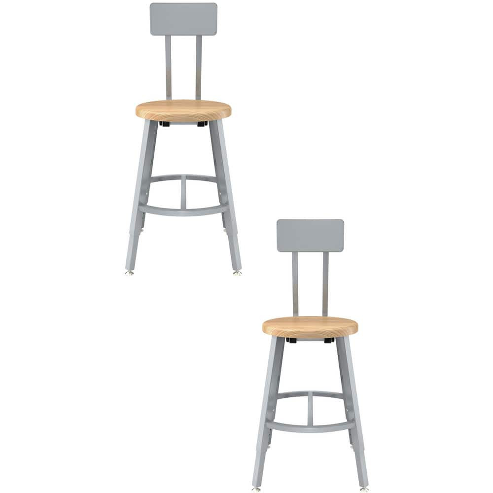 National Public Seating TTSG18HB-BB Stationary Stools; Seat Depth: 14in ; Seat Width: 14in ; Product Type: Adjustable Height Stool; Stool with Back ; Base Type: 4-Leg Base with Curved Footring ; Minimum Seat Height: 18in ; Maximum Seat Height: 26in