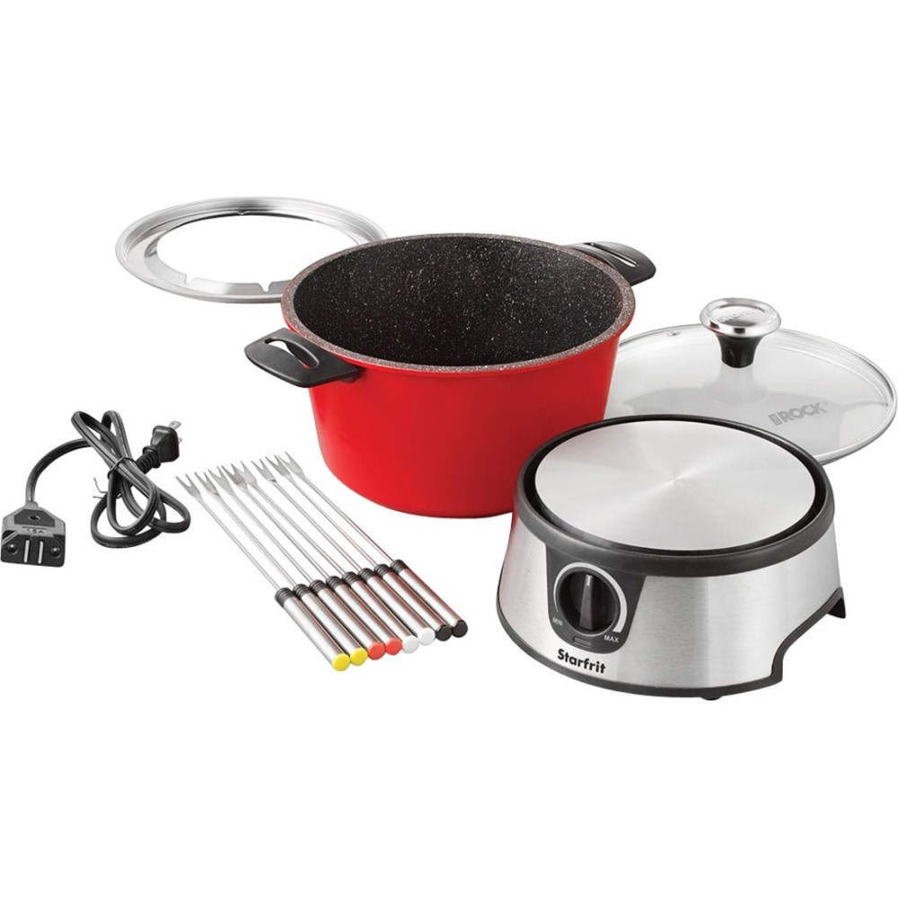 STARFRIT USA INC 024704-002-0000 Starfrit THE ROCK 3.2-Quart Electric Fondue Set, 8-9/16inH x 11-3/4inW x 7inD, Red