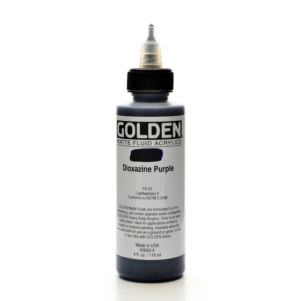 GOLDEN ARTIST COLORS, INC. 2650-4 Golden Matte Fluid Acrylic Paint, 4 Oz, Dioxazine Purple