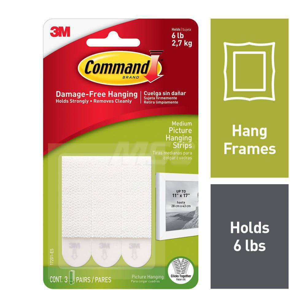 3M Storage Hook: Adhesive Back Mount, 0.1" Projection, 6 lb Load Capacity, Foam 7000042818