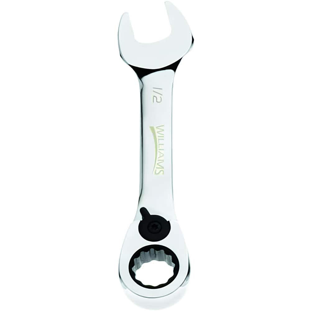 Williams JHW1218RCS Combination Wrenches; Size (Inch): 9/16 ; Type: Reversible Ratcheting Combination Wrench ; Finish: Polished Chrome ; Head Type: Combination ; Box End Type: 12-Point ; Handle Type: Stubby