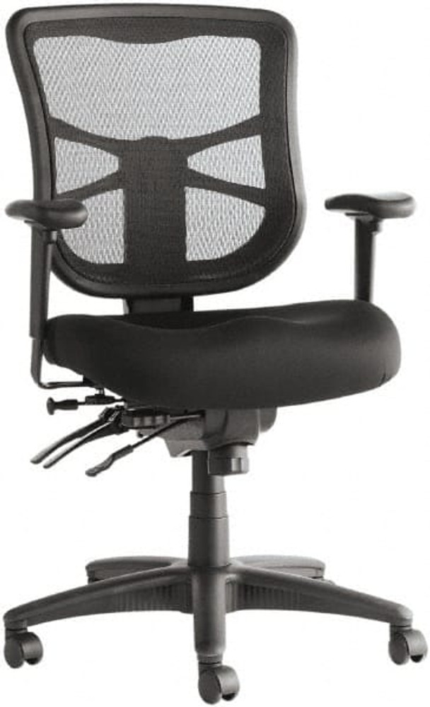 ALERA ALEEL42ME10B Task Chair: Premium Fabric, Adjustable Height, 18-1/8 to 21-3/4" Seat Height, Black