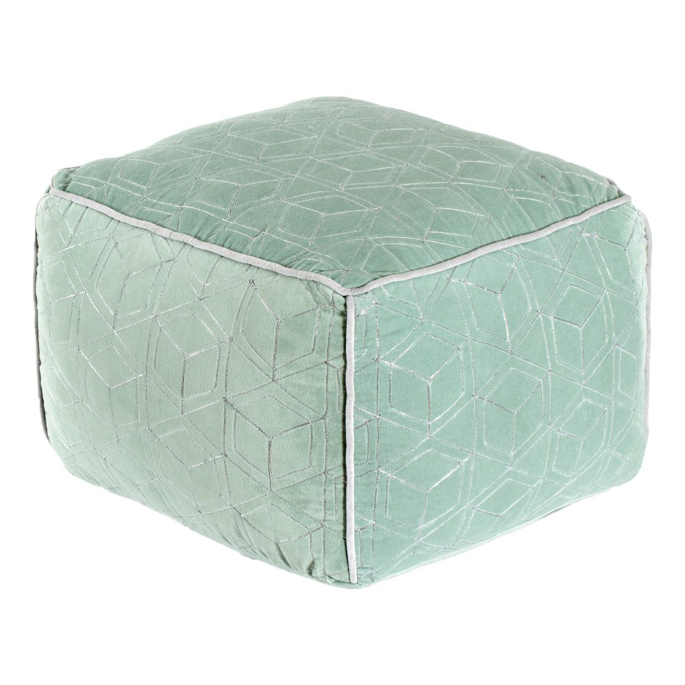 GFH ENTERPRISES INC. Anji Mountain AMBPF007-2014  Velvet Fog Pouf Ottoman, Green/Gray