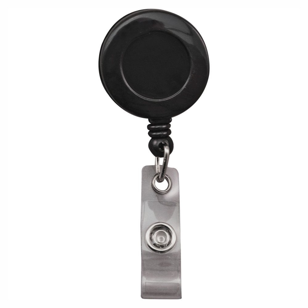 ADVANTUS CORP. Advantus 75666  Snap Clip Retractable ID Reels, Black, Pack Of 25